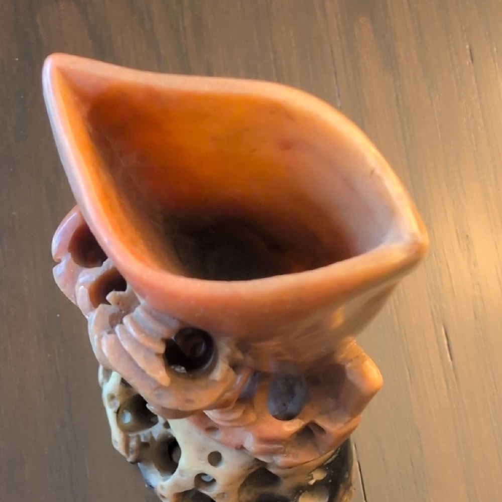 Vintage Artistic Brown/Salmon and Tan Soapstone Sculpture - Picture 12 of 16